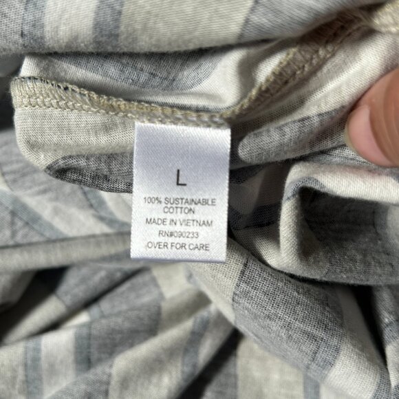 Pac Cares Men Shirt Long Sleeve Stripe Tan Gray Blue Size L - Picture 5 of 9